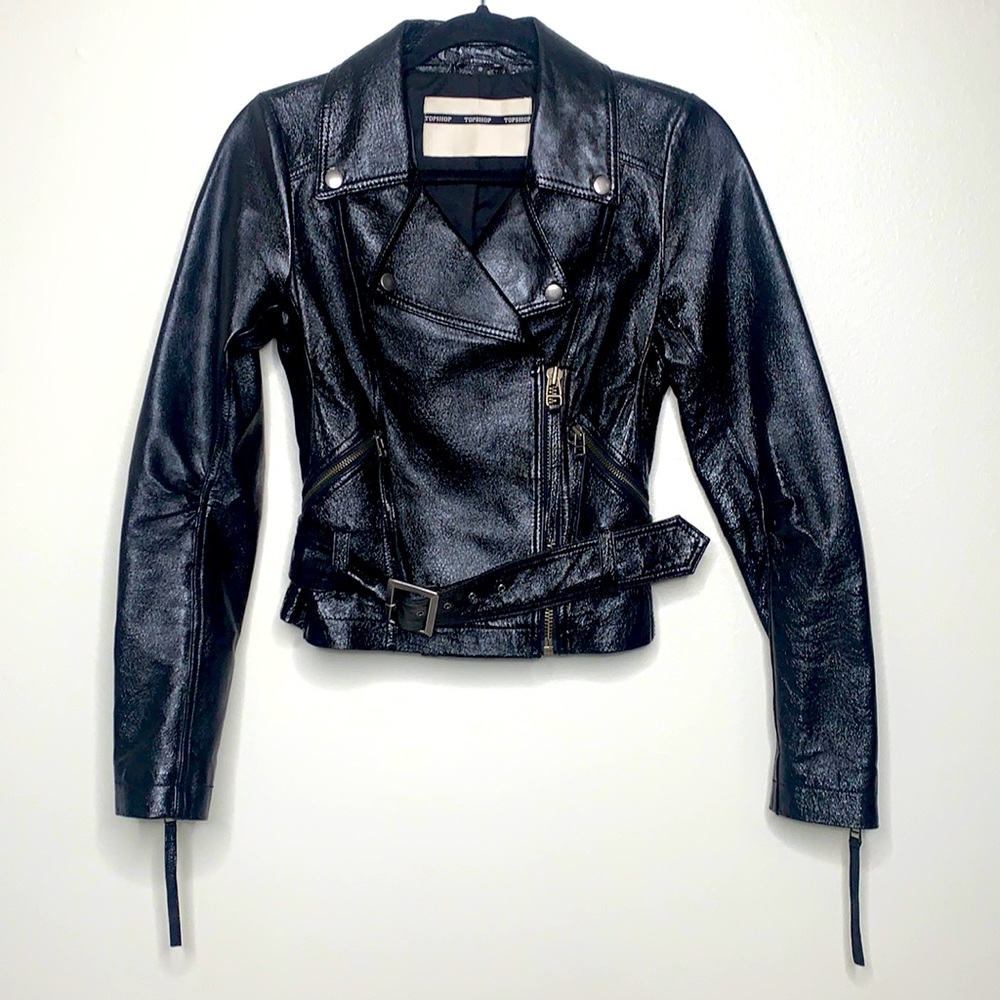 TOP SHOP Wax Leather moto  jacket